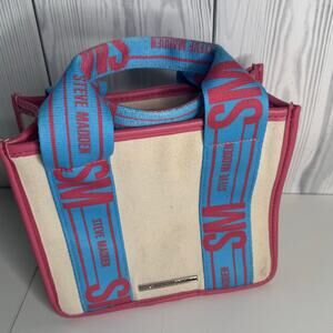 Steve Madden BWEBBER Satchel Tote Bag With Blue and Pink